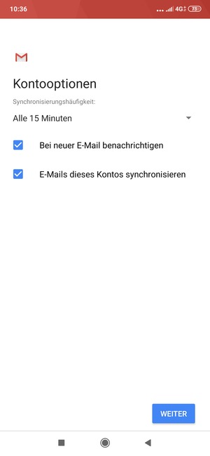 Wählen Sie WEITER