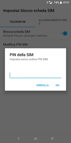 Inserisci Nuovo codice PIN SIM e seleziona OK