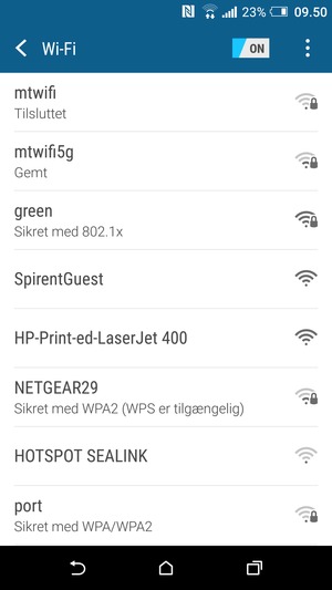 Du er nu tilsluttet Wi-Fi netværket