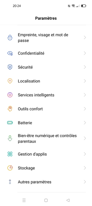 Faites défiler et sélectionnez Sécurité