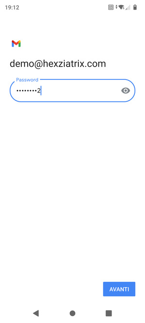 Inserisci la tua password e seleziona AVANTI