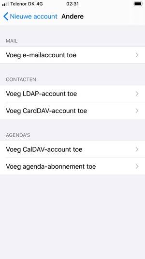 Selecteer Voeg mailaccount toe