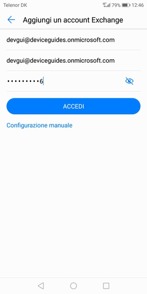 Inserisci indirizzo email, nome utente e password. Seleziona ACCEDI