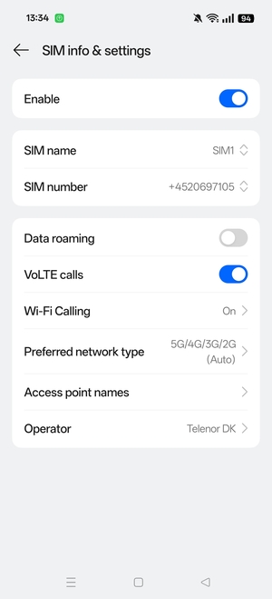 Select Access point names