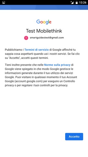 Seleziona Accetto