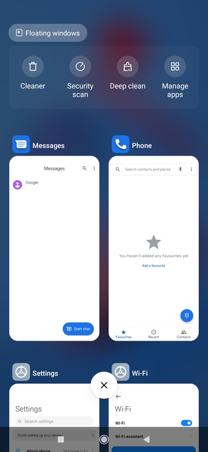 Select the Delete icon to close all running apps
