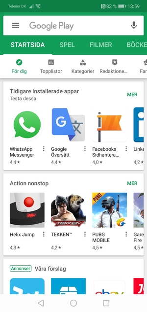 Tryck på sökfältet