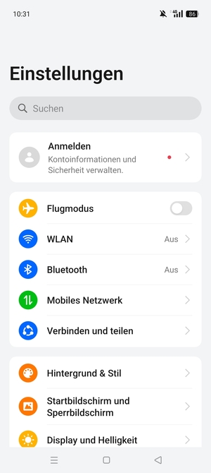 Wählen Sie Mobiles Netzwerk