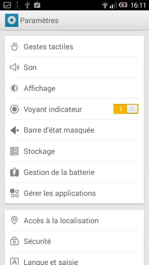 Faites défiler et sélectionnez Gestion de la batterie