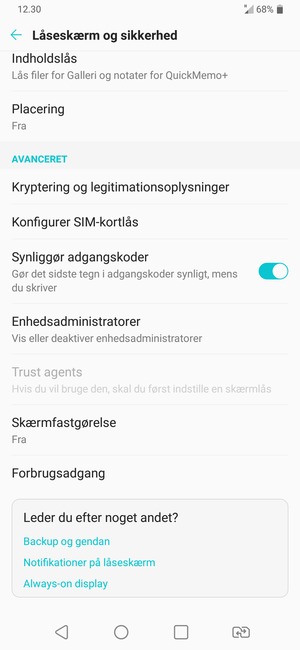 For at ændre PIN-koden til sim-kortet, vend tilbage til menuen Låseskærm og sikkerhed og vælg Konfigurer SIM-kortlås