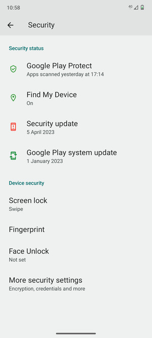 To change the PIN for the SIM card, go to the Security menu and scroll to and select More secutiry settings