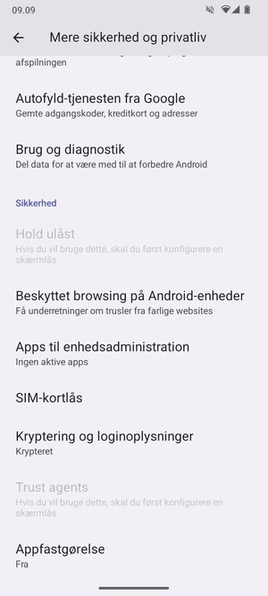 Scroll til og vælg SIM-kortlås