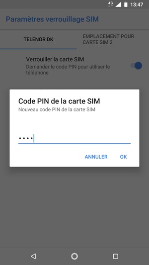 Saisissez votre Nouveau code PIN de la carte SIM et sélectionnez OK