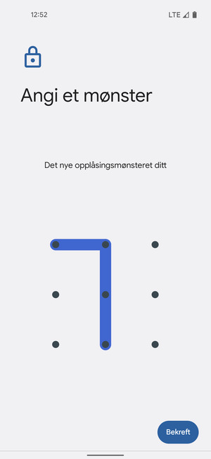 Tegn opplåsingsmønsteret igjen og velg Bekreft