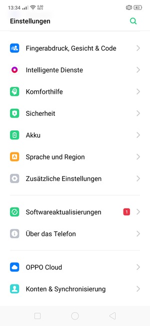 Scrollen Sie und wählen Sie Zusätzliche Einstellungen