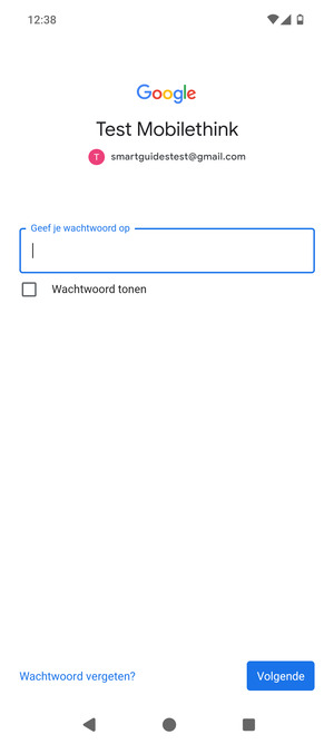 Voer uw wachtwoord in en selecteer Volgende