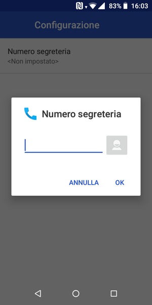 Inserisci Numero segreteria e seleziona OK
