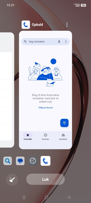 Vælg Luk for at lukke alle åbne apps