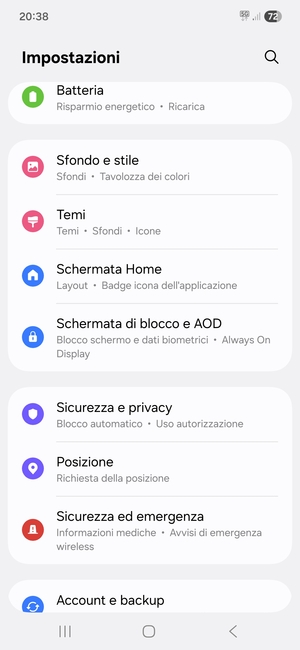 Scorri e seleziona Sicurezza e privacy