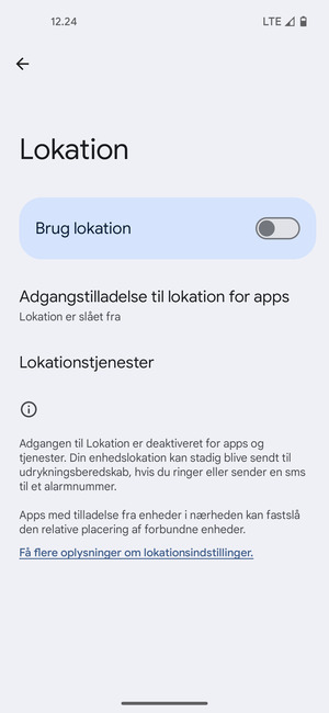 Slå Brug lokation fra