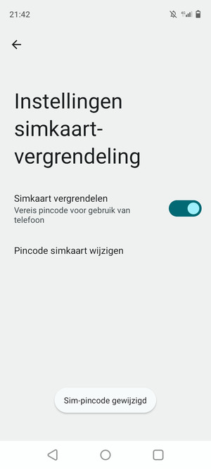 Uw Sim-pincode is gewijzigd