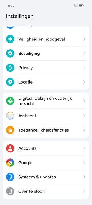 Scroll naar en selecteer Systeem & updates