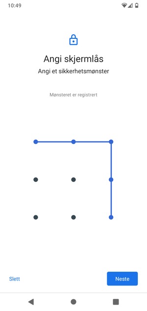 Tegn et opplåsingsmønster og velg Neste