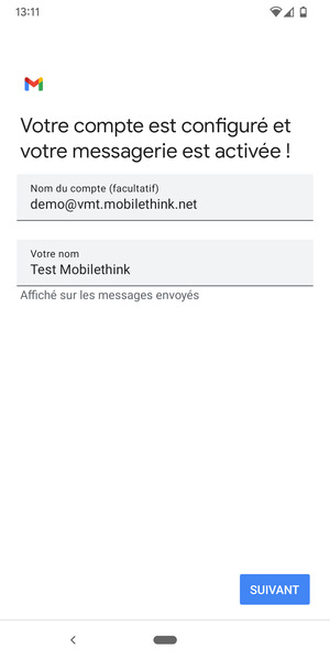 Donnez un nom à votre compte et saisissez votre nom. Sélectionnez SUIVANT