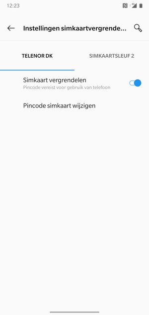 Selecteer Public en Pincode simkaart wijzigen