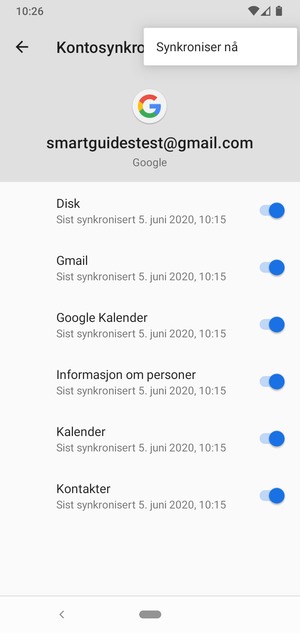 Velg Synkroniser nå