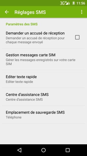 Sélectionnez Centre d'assistance SMS