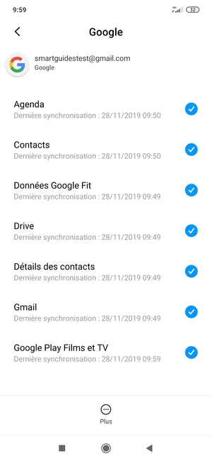 Assurez-vous que Contacts est sélectionné