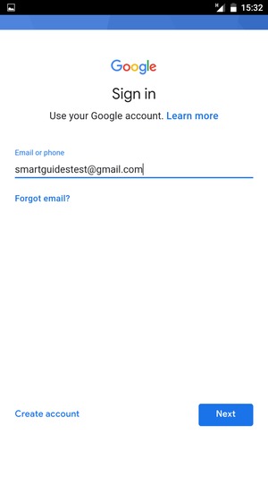 Enter your Gmail address and select Next