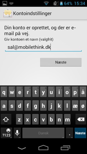 Giv din konto et navn og vælg Næste