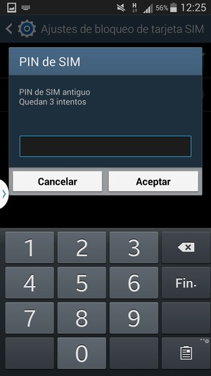 Introduzca su PIN de SIM antiguo y seleccione Aceptar