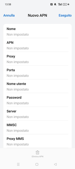 Inserisci informazioni MMS