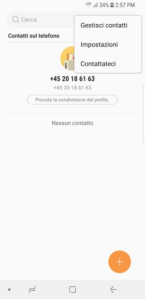 Seleziona Gestisci contatti
