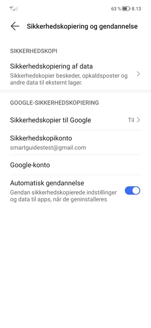 Vælg Sikkerhedskopikonto