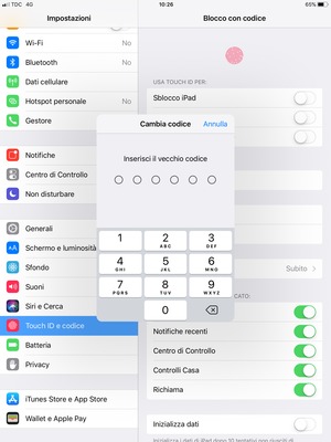 Inserisci il vecchio codice di accesso