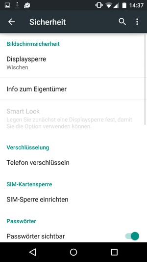 Wählen Sie SIM-Sperre einrichten