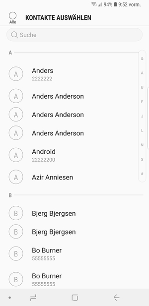 Aktivieren Sie das Kontrollkästchen Alle