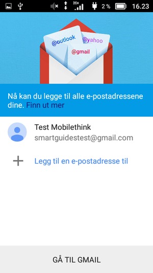 Velg GÅ TIL GMAIL