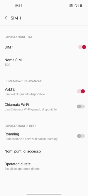 Per modificare la rete, in presenza di problemi, seleziona Operatori di rete