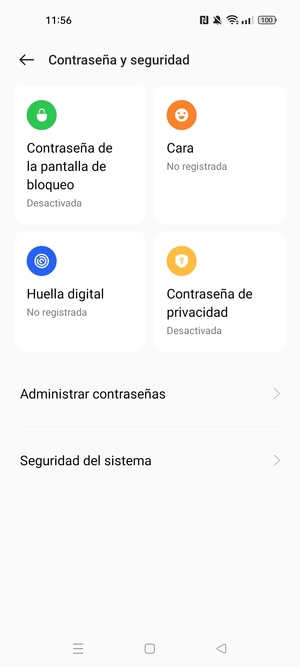 Seleccione Seguridad del sistema