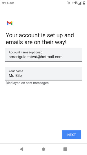 Give your account a name and enter your name. Select NEXT