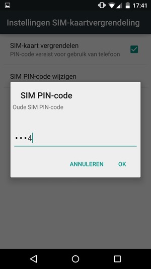 Voer uw Oude SIM PIN-code in en selecteer OK