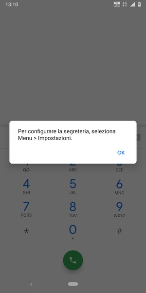 Se la segreteria telefonica non è configurata, seleziona OK