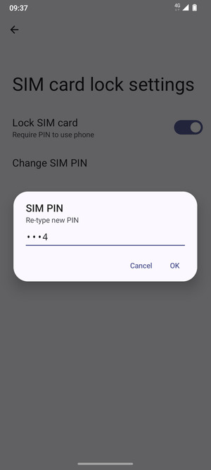Confirm your new SIM PIN and select OK