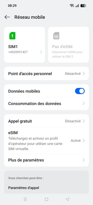 Sélectionnez  eSIM