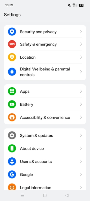 Scroll to and select Security and privacy